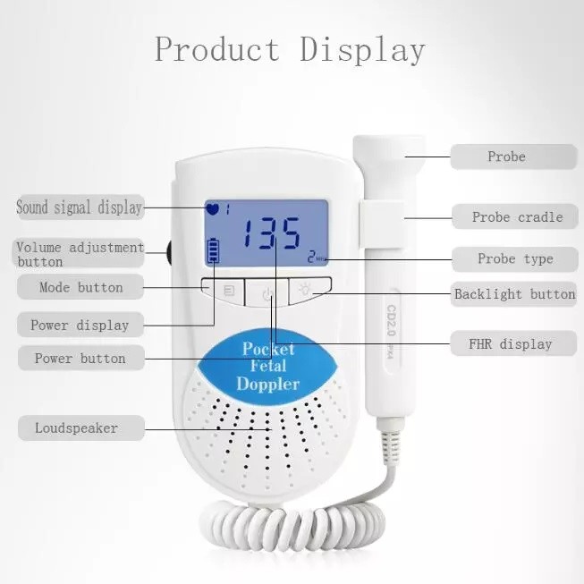 Pocket Intelligent Ultrasound Fetal Doppler Heart Monitor Heartbeat ...