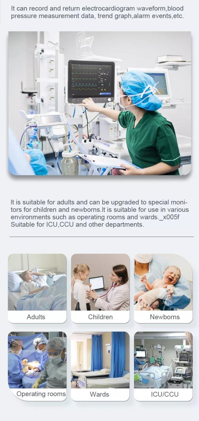 Vital Signs Patient Monitor 15 Inch Multiparameter Medical ICU Bedside ...
